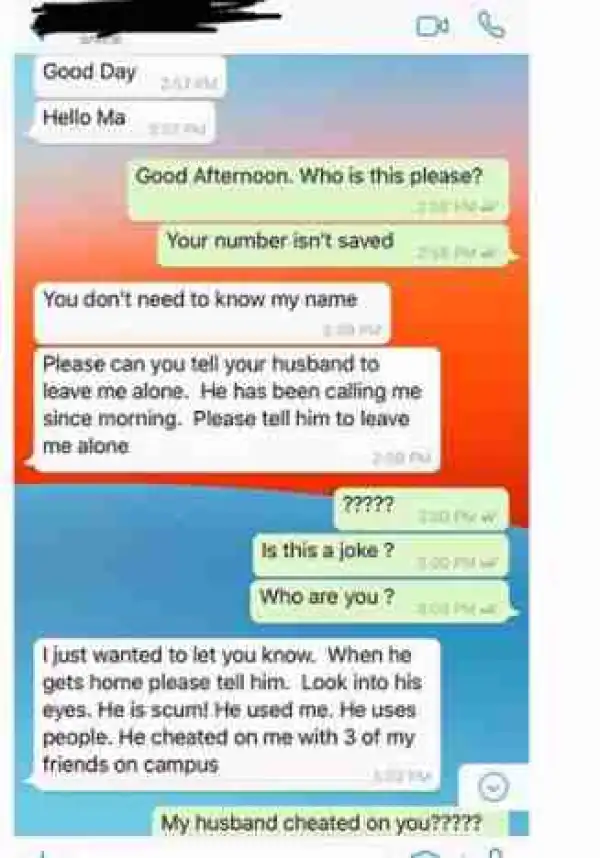 Sidechick Reports Man To His Wife After He Cheated On Her With Her Friends